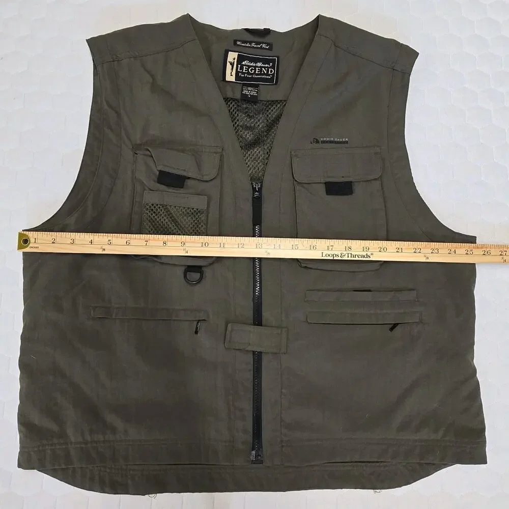 Vintage Eddie Bauer Legend Earthtech Wenatchee Mens Travel Fishing Vest Green L